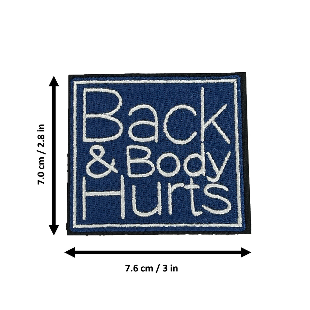 Back and Body Hurts morale patch measurements