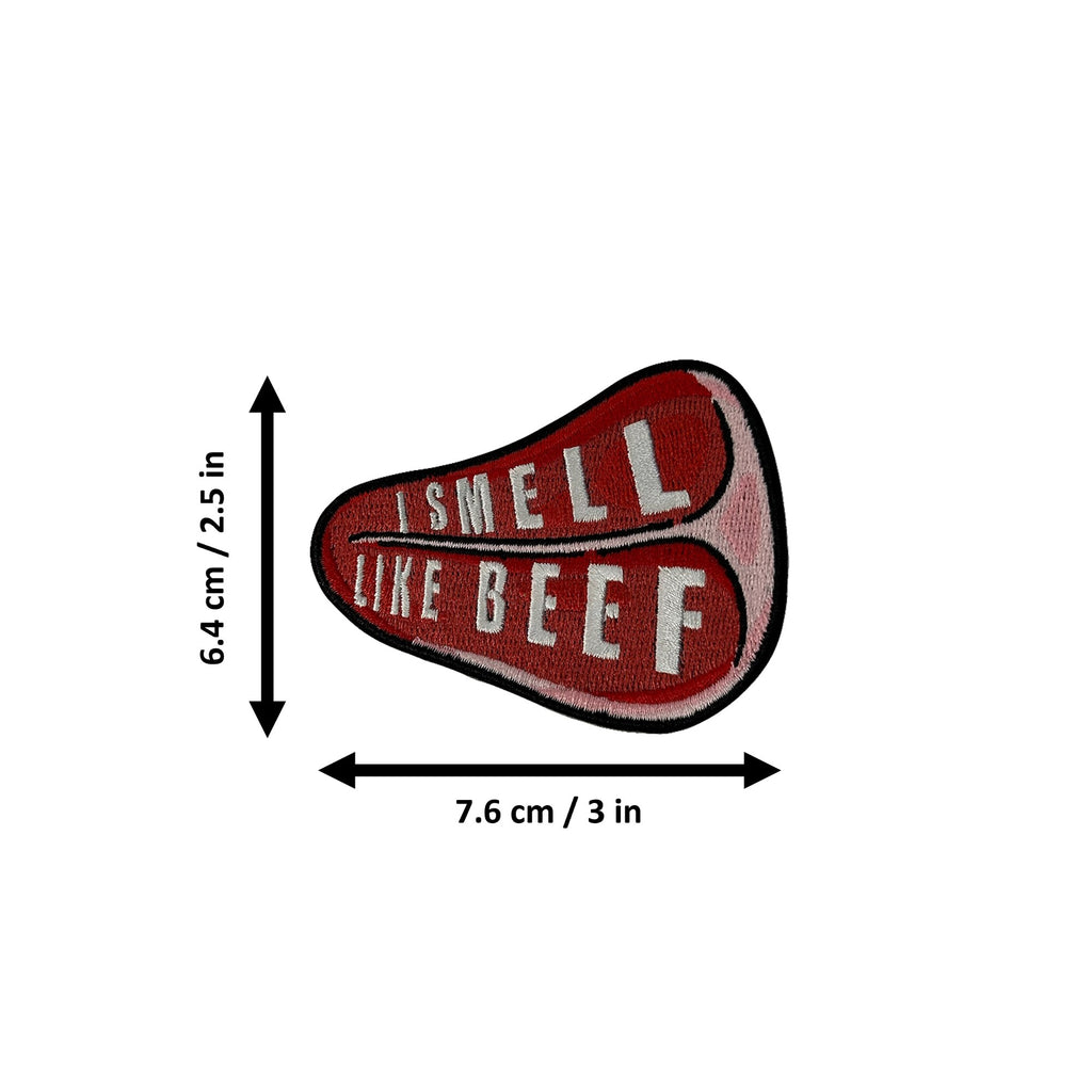 I Smell Like Beef morale patch measurements
