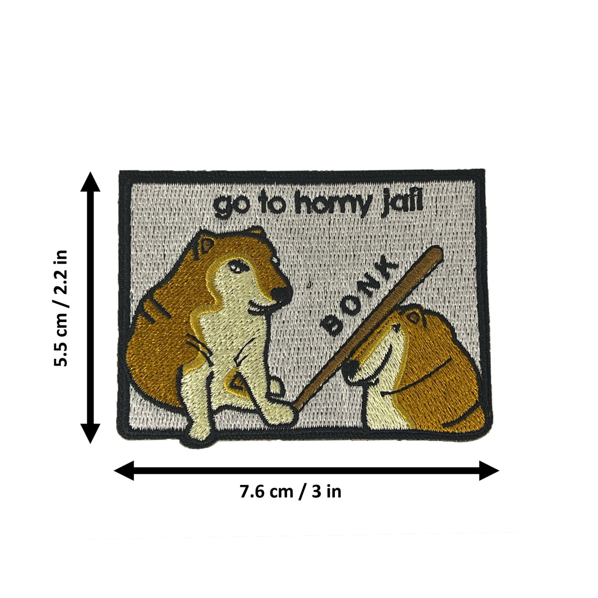 Bonk Horny Jail morale patch dimensions