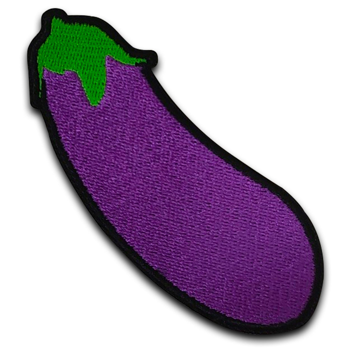 Eggplant morale patch, embroidered, hook and loop backing