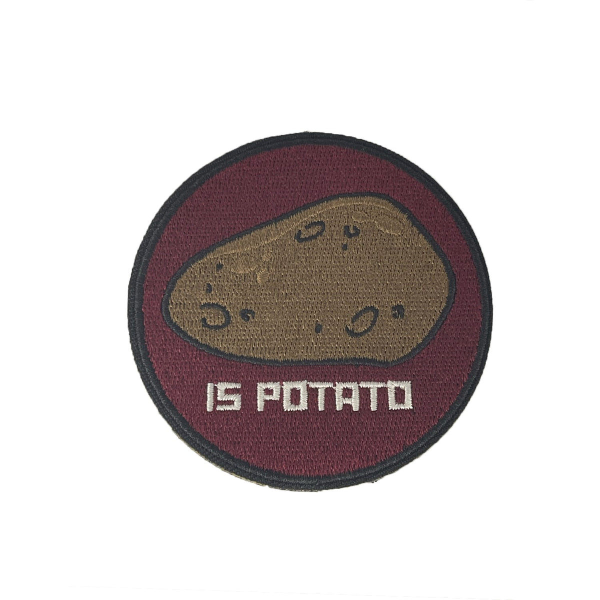 Is Potato morale patch, embroidered, hook and loop backing