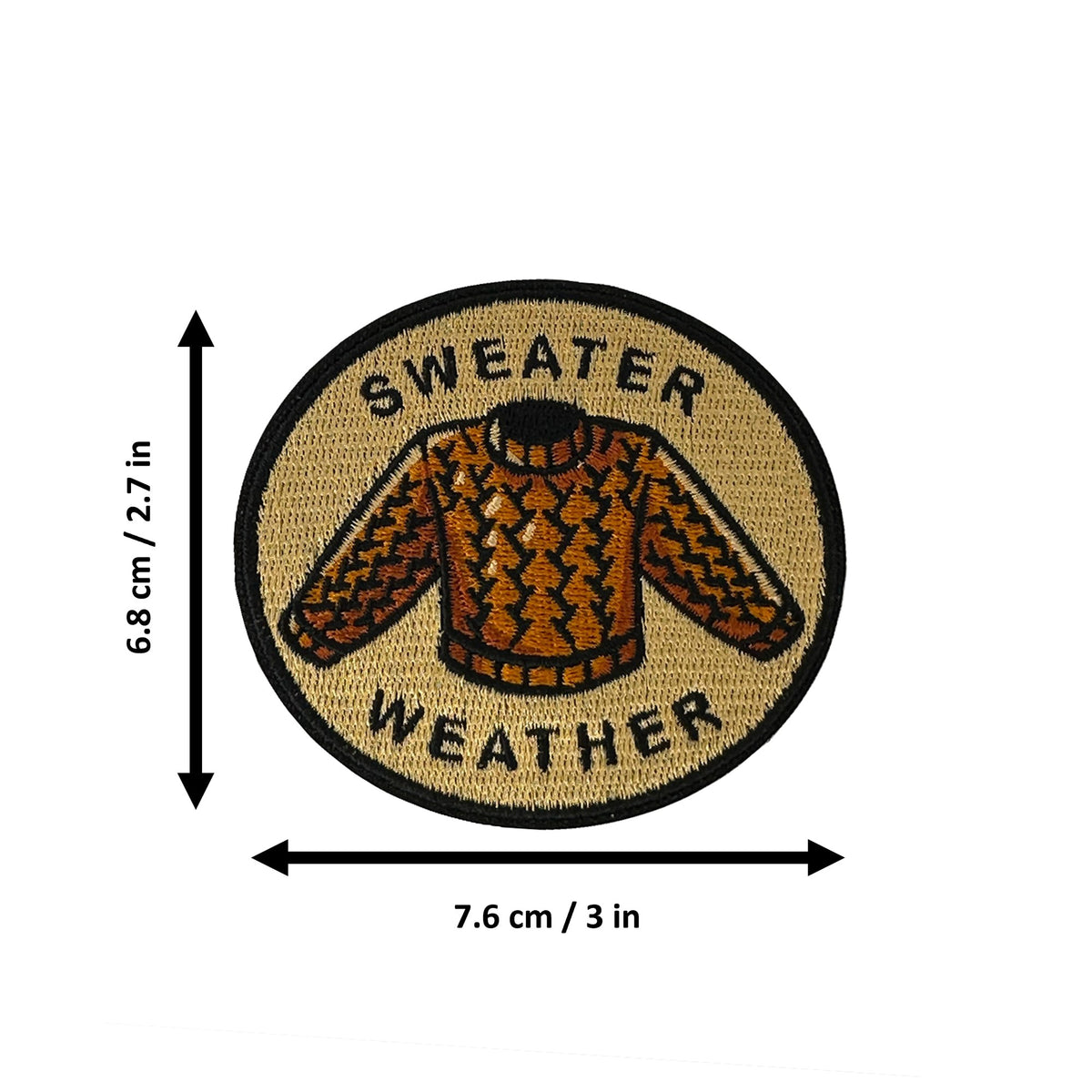Sweater Weather morale patch measurements